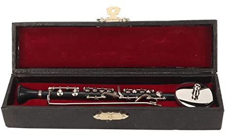 ZenithAur Réplique de Clarinette Miniature réaliste avec présentoir et étui pour décoration de Bureau ou décoration de Maison de poupée, Un Cadeau pour Les Musiciens, modèle 6,3