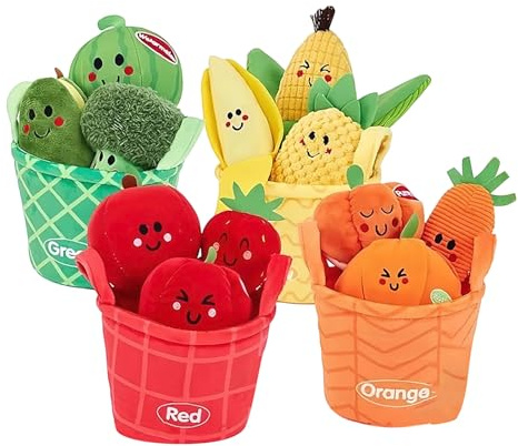 Fun Beehive with Stuffed Sensory Bees, Rattle, Crinkle, Mirror, Montessori Toys for Babies Toddlers 1-3, Infant Toy Baby Shower Birthday(Fruit and Vegetable Cottage, Farm Cottage, Farmhouse) (B)