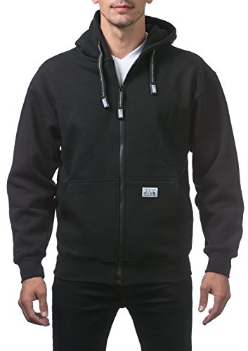 Pro Club Men's Heavyweight Full Zip Fleece Hoodie, Black, X-Large