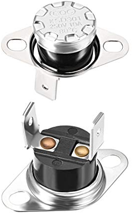 sourcing map KSD301 Interruptor Térmico para 80 °C, Termostato del Interruptor de Control Temperatura 10A Normalmente Abierto NO para Microondas Horno Cafetera Calefacción Eléctrica, 2pcs