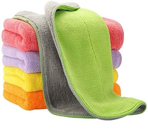 5 chiffons de nettoyage en microfibre extra épais avec 5 couleurs vives, super absorbants pour polir les chiffons de polissage avec deux couleurs sur les deux côtés