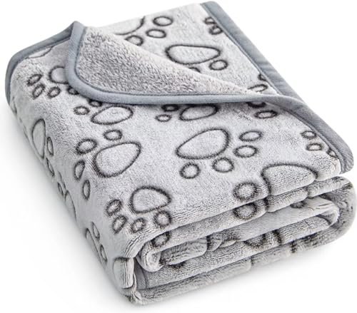 Stuffed® Premium Soft Dog Blanket Washable, 40x32 Cat Blanket for Indoor Cats Large Medium Small Dog Puppy Essentials (Grey)
