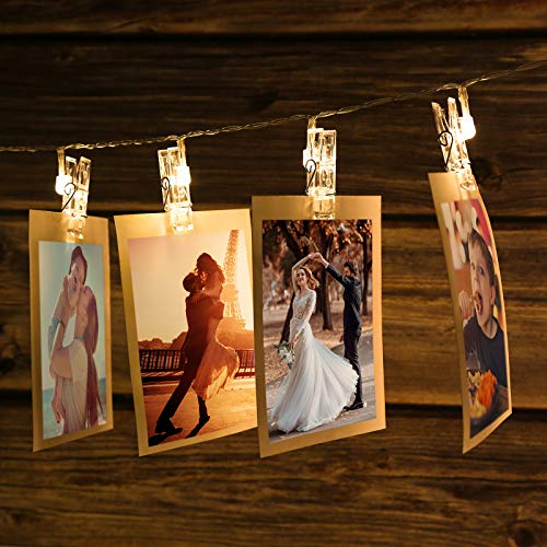 IMAGE Photo Clip String Lights 2.2M LED Photo Peg Fairy Lights with 20 Clips Battery Operated Hanging String Photo Display Decoration for Bedroom Wedding Party Birthday