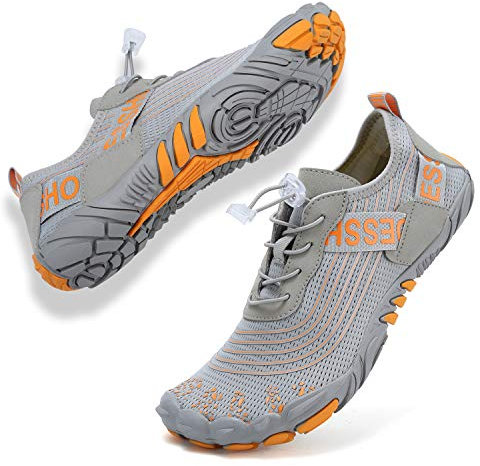 Topwolve Escarpines para Hombre Barefoot Secado Rápido Zapatos de Agua Respirable Antideslizante Zapatillas de Deportes Acuáticos Buceo Snorkel Surf Yoga,Gris,39 EU