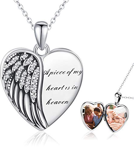 Medaillon zum öffnen für Bilder Kette mit Bild 925 Silber Personalisierte Geschenke Foto Amulett Kette für Damen Herz Engel Anhänger Mädchen…