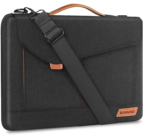 DOMISO 15-15,6 Pouces Sacoche pour Ordinateur Portable Résistant à l'Eau Sac Epaule pour ThinkPad L580/16 MacBook Pro/IdeaPad 320/Dell XPS 15/HP Envy x360/ASUS ROG Zephyrus/Acer Chromebook,Noir