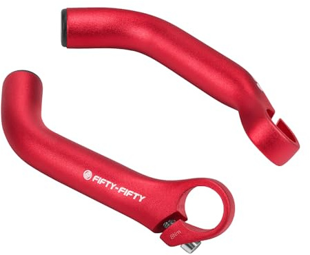 FIFTY-FIFTY Bike Bar Ends, Mountain Bike Handlebar Ends, Aluminium Alloy MTB Bicycle Bar Extender (Red)