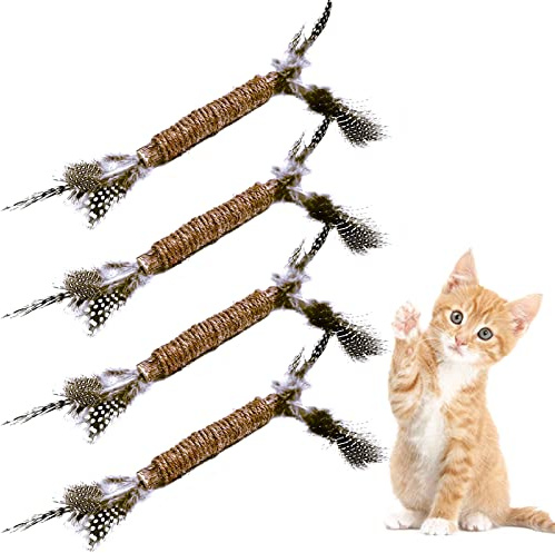 YUTOU 4 stycken kattmynta pinnar kattmynta leksak katt tuggleksak matatabi kattpinnar för tandrengöring ekologiska tuggpinnar set katter tuggpinnar leksak för slipning tänder