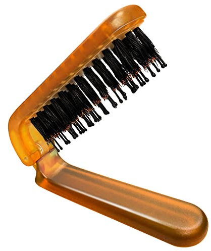 Travel Folding Hair Aphrordity Klapp Faltbare Haarbürste, Haarbürste Klein Bernstein Kompakte Bürste, Reise Haarbürste für Jede Frisur für Frauen und Haar und Bart für Männer