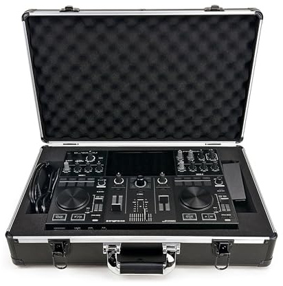 Analog Cases Unison Case für Denon DJ Prime Go (hochwertiger, robuster Transportkoffer, mit individuell gestanztem Schaumstoff, leichtem Aluminiumdesign und stilvollem Schutz), Schwarz
