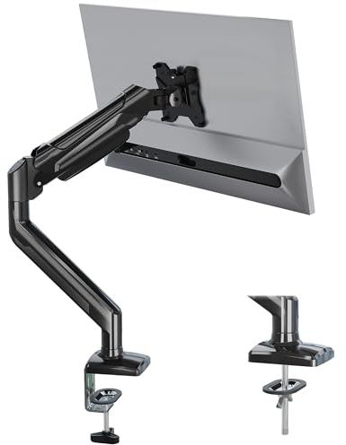 BONTEC Single Arm Monitor Desk Mount for 13-34 inch Screen, Tilt, Swivel, Rotation, Ergonomic Gas Spring Monitor Stand with Cable Management, VESA 75/100mm