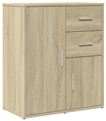 vidaXL Sonoma Oak Engineered Wood Sideboard Storage Cabinet - Spacious Highboard Cupboard for Living Room Organization with Modern Appeal