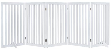 unipaws 81 cm H fristående husdjursgrind, höga hundgrindar i trä för dörröppning, vikbart husdjursstaket för huset, expanderbart hundbarriär, inomhusbruk, vit | Vikbart husdjursstaket för dörröppning, trappor, steg, expanderbar vovve barriär, rumsavdelare, inomhusbruk, vit