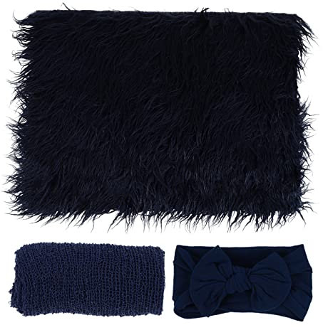 Hoement Babydecke Für Neugeborene Inklusive Stirnband Und Wickeltuch Für Fotoshootings Und Kinderwagen Neugeborenen-Foto-Requisiten