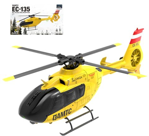 BAUPLAY RC helikopter, F06 1/36 EC-135 fjärrstyrd helikopter, 2,4 G 6CH 3D konstflygplansmodell militär helikopter leksak, gåva för vuxna – RTF