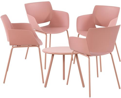 CLP Gruppo di sedute Berena per Il Giardino I Set Composto da Tavolo Berea e sedie Alpena I Set da Esterno Resistente alle intemperie, Colore:Rosa, Contenuto del Set:4 sedie
