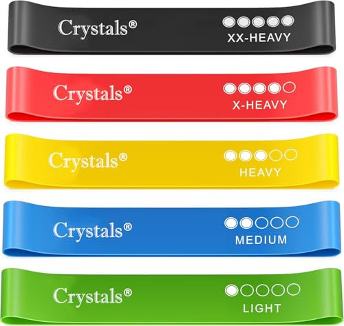 Crystals Resistance Bands Set of 5 - Exercise Bands Resistance for Women and Men - Fitness Training Loop Bands with 5 Resistance Levels - Ideal for Home Gym Yoga Resistance Training