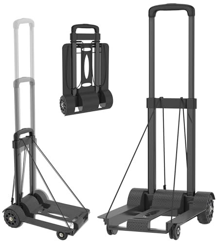 FIVMEN Sackkarre Klappbar 45 kg Transportwagen Transportkarre Extra Langer Teleskopgriff 96 cm Handkarre Anti-Rutsch Ladefläche, 4 Räder
