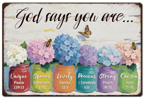 SUPERDANT Versetti Biblici Motivazionali Insegne In Metallo Dio Dice Che Sei Cartello In Latta Vasi Colorati Insegne In Latta Vintage Arte Murale Astratta Decorazione Retrò 30x20cm