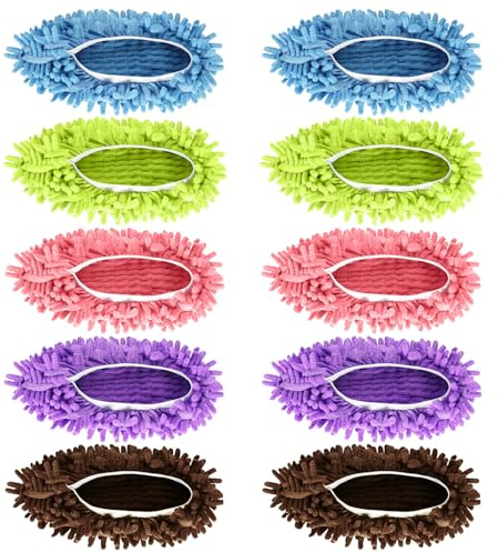 Vowanop Mop Slippers Shoes, 5 Pairs (10 Pieces) Microfiber Shoe Covers