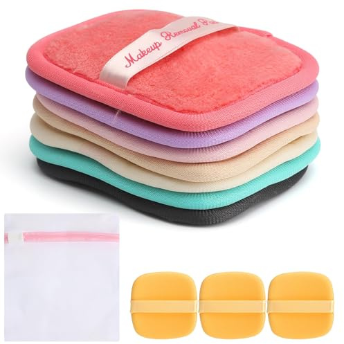 UOCAI 7 panni struccanti riutilizzabili, 10 * 12 cm salviette struccanti per viso, asciugamani morbidi e lavabili in microfibra per viso, occhi, labbra