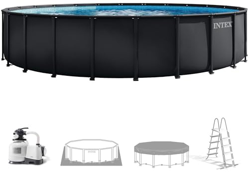 Intex - Piscina Desmontable, Ultra XTR, Gris Oscuro, D732x132 cm, Capacidad para 47.241 litros, Escalera, Tapiz, Cobertor, Estructura metálica, Montaje 60 Minutos, Conexiones Ø38 mm (56092)