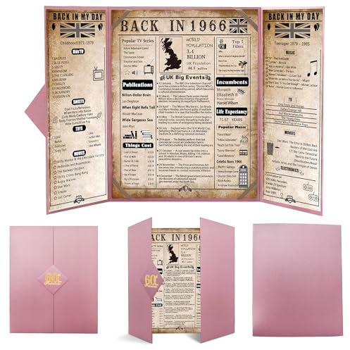 back in 1966 60th Birthday Gifts for Women, Pink Tri-Fold Card Poster