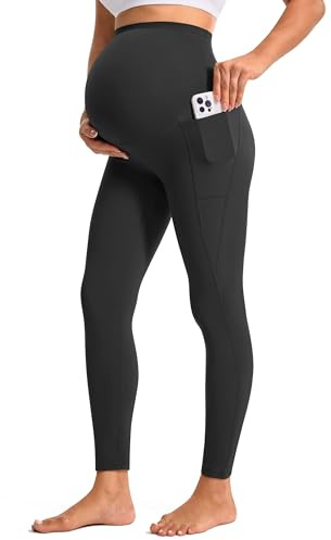 BAYDI Clouduxi Maternity Leggings with Pockets 25 | Cloud Soft, Full Length,Yoga, Compressiom, Stretchy, Pregnancy and Postpartum Leggings