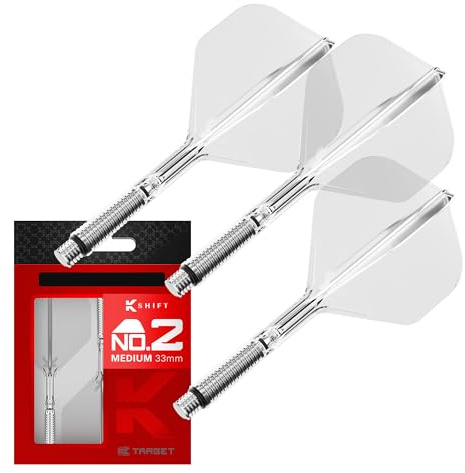 Target Darts K-Shift No.2 Integrated Flights & Shafts | K Shift No.2 Flight & Shaft System, Clear – K-Flex Medium Shift Spin Base, Professional Dart Accessories