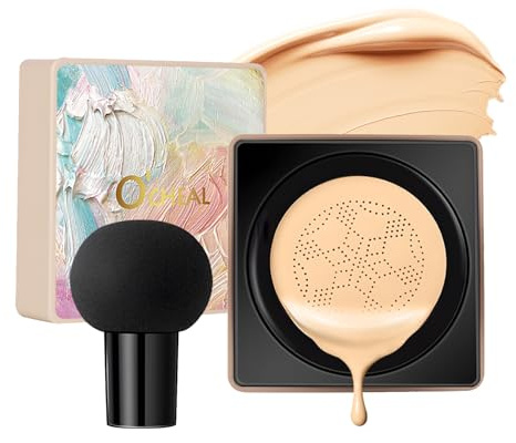 O'CHEAL kudde foundation med svampsvampsvamp, concealer CC grädde smink 02 | Vattentät kudde Foundation BB Cream, halvmatt, lätt att blanda, långvarig täckning