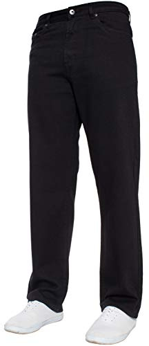 Herren-Jeans mit geradem Beinschnitt, Basic, strapazierfähige Arbeits-Denim-Hose, alle Taillengrößen, große Größen, in 4 Farben, Schwarz , 56W x 32L