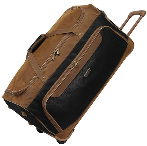 Rocklands® Lightweight Suede Wheeled Holdall Trolley Suitcase Medium Duffle Travel Bag with Telescopic Handle (Medium - 28 (H72xW37xD36 cm), Black)