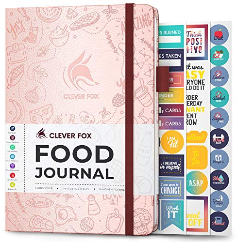 Clever Fox Food Journal - Daily Food Diary, Meal Planner to Track Calories & Nutrients, Weight Loss Tracker Notebook, A5 (Rose Gold)