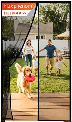 Flux Phenom Magnetic Screen Door - Bugs Out, Breeze in - 9min Install Auto-Sealing Heavy Duty Double Stitched Mesh, 52 Magnets, Hands Free Sliding & Patio Doors Net, Pet & Kid Friendly, 38 x 82 Inch