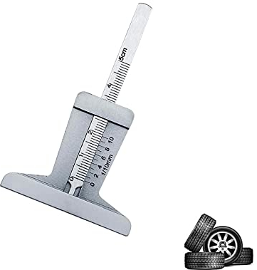 Calibro di profondità del battistrada, Battistrada del Calibro di profondità della Gomma di Automobile del Tester in Acciaio Inox Accessori per auto Moto e Camion (0-50 mm)