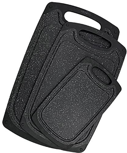 Chopping Board Set Food Grade BPA Free Plastic Kitchen 3 PCS Chopping Boards Dishwasher Safe Wheat Straw Easy to Clean Health Environmental Protection Hanging Hole Non-Slip