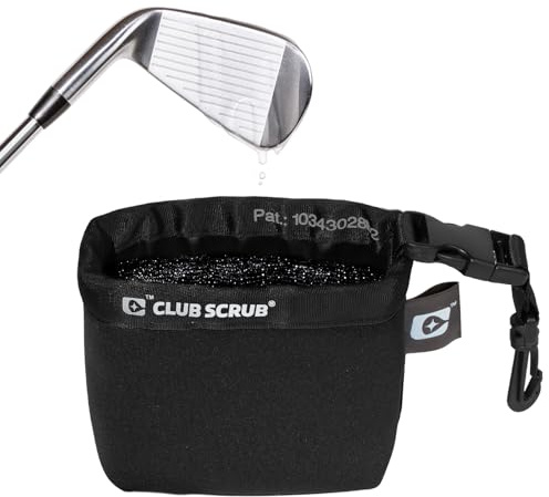 Club Scrub Sac de nettoyage pour club de golf et balle de golf, doublure imperméable avec technologie Clean Face, extérieur en néoprène parfaitement sec, clip amovible, lavable en machine, nettoie les