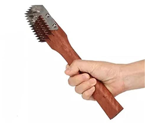 KINHA Manche en Bois en Bois Brosse à Peau de Poisson enlèvement Rapide grattoir à écailles de Poisson Rabot Coupe écailleur à Poisson Accessoire de Cuisine