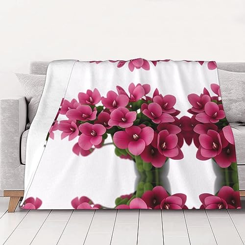 Rote Alpenveilchen bedruckte Mikrofaser-Decke, Sofa-Überwurf, Flanell, flauschig, weich, warm, Überwurf, Decken für Bett, Couch, Reisen, 203 x 152 cm