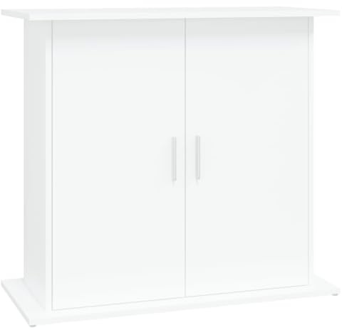vidaXL Aquariumständer, Aquarium Unterschrank mit viel Stauraum, Aquarium Tisch mit Stabiler Oberplatte, Aquariumschrank Aquarium Halter, Weiß Holzwerkstoff