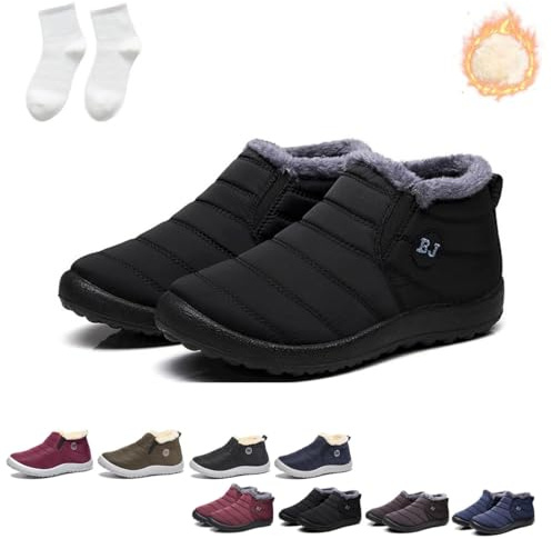 WIWIDANG Gallen Botas impermeables, botas de invierno Boojoy para mujer, botas de nieve de invierno, botines antideslizantes cálidos (37EU, Black-b)