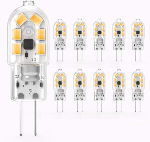 SGEPLED G4 LED Lampe 2W Warmweiß 3000K 185lm COB Glühbirnen Ersatz für G4 10W 20W Halogenlampen, 12V AC/DC, 360° Abstrahlwinkel, Kein Flackern G4 LED Leuchtmittel Birne, Nicht Dimmbar,10er Pack