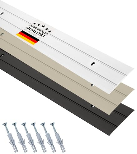 D-TACK Übergangsprofil Alu zum Schrauben inkl. Schrauben & Dübel | Breite 37 mm | Länge 1 m | Silber | Flache Übergangsschiene | Übergangsleiste aus eloxiertem Aluminium
