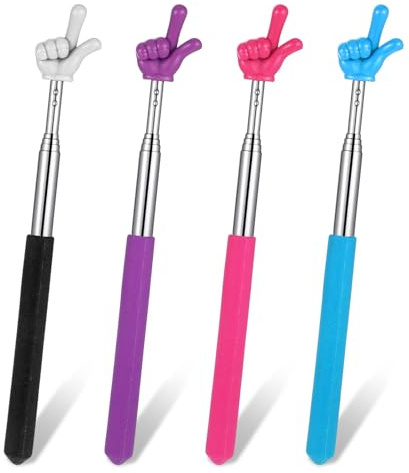 Lnngub 4 punteros extensibles de acero inoxidable para niños, con forma de dedo colorido, puntero telescópico para profesores, para enseñanza, presentaciones, conferencias, lecturas