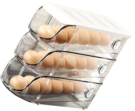 Organisateur D'oeuf Organisateur de Tiroir en Plastique scellé pour la Cuisine Armoires de Réfrigérateur Armoires Ménagers (Blanc)