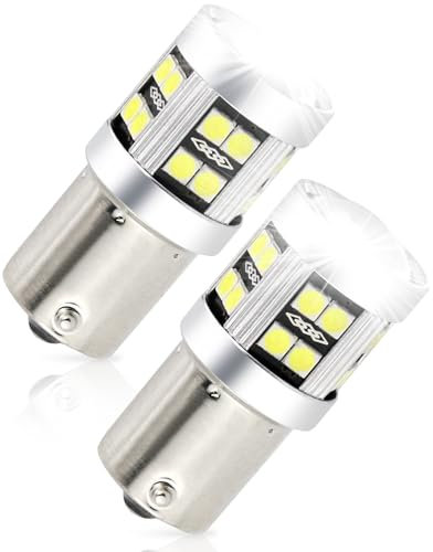 Yuio 2Pcs 1156 Ba15s P21w Led Ampoule 5W 12V-24V, Super Brillant Blanche 7500K, étanche Lampe pour Feux De Recul Feux De Brouillard ArrièRe, Bateau Camion Camping Car Feux de Jours