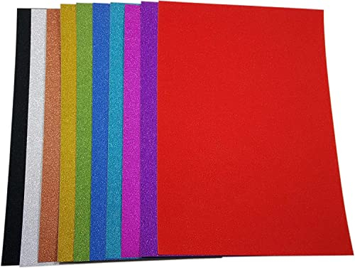 Misscrafts 10 Bögen Glitzerkartonpapier, A4, zum Basteln zu Weihnachten und Geburtstag, Einpackpapier, Bastelkarton, Papier, multi, A4