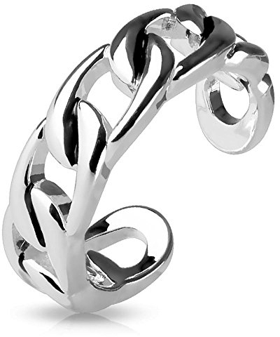 Bungsa Silber - Zehring Kettenglieder Gold Silber Brass für Damen (Zehring Fussschmuck Fussring Toe-Ring Nail Ring Nagelring biegbar Verstellbar)