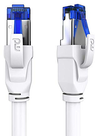 Primewire 10m - Nuovo Cavo di Rete Cat 8.1 di Alta qualitá - 40 Gbits - SFTP PIMF - RJ45 Switch Router Modem Access Point - Cavo ethernet LAN Fibra – Compatibile Cat 5 e Cat 6 - Bianco da 10 Metri