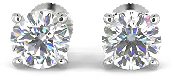 Natural Real 1/2ct 0.5 Carat TW White Gold Diamond Studs Earrings with Secure Screw Back for Women and Men